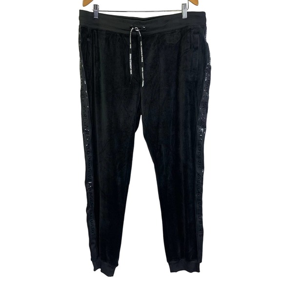 Karl Lagerfeld Pants - KARL LAGERFELD Black Velour Side Logo Jogger‎ Track Pants - NWT